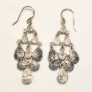Silpada Sterling Silver Cascading Teardrop CZ Chandelier Earrings
